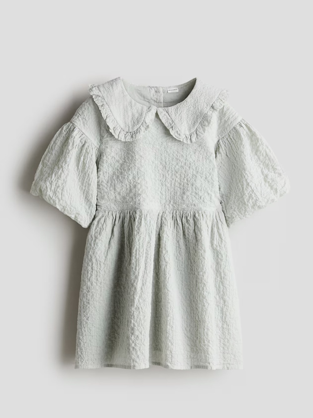 H&M Adorables Pale Mint Textured Ruffle-Collar Dress